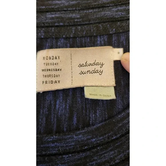 Saturday Sunday Dress Womens Medium Navy Blue Space Dye Swing 3/4 Sleeve Pockets - Picture 12 of 16